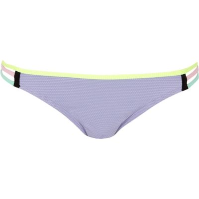 Purple colour block bikini bottoms